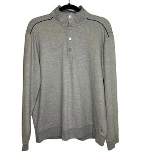 Tommy Bahama Pullover Size Medium Gray Sweatshirt Sweater Button Preppy